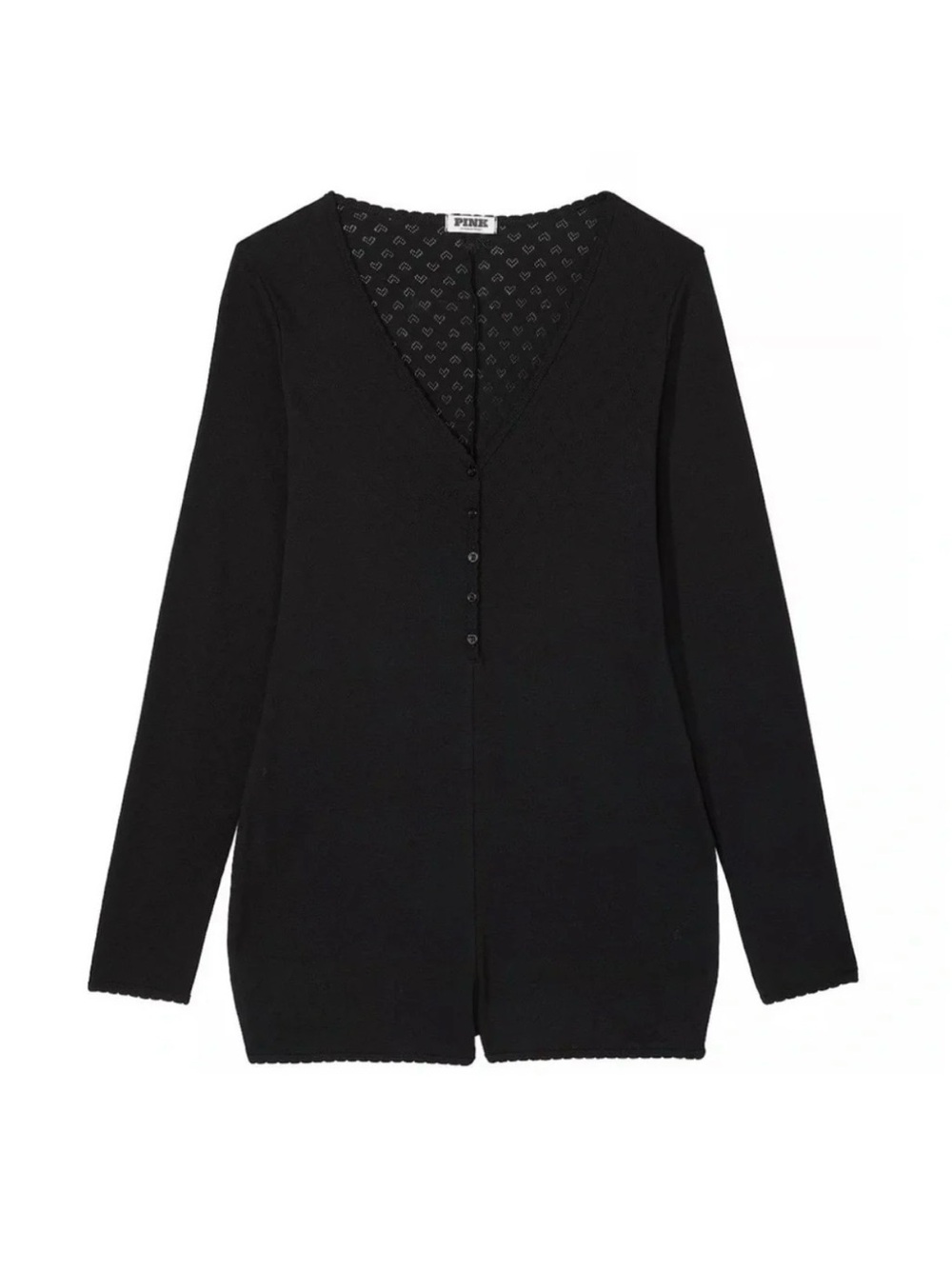 PINK Victoria's Secret Black Long Sleeve V-Neck Button Cardigan